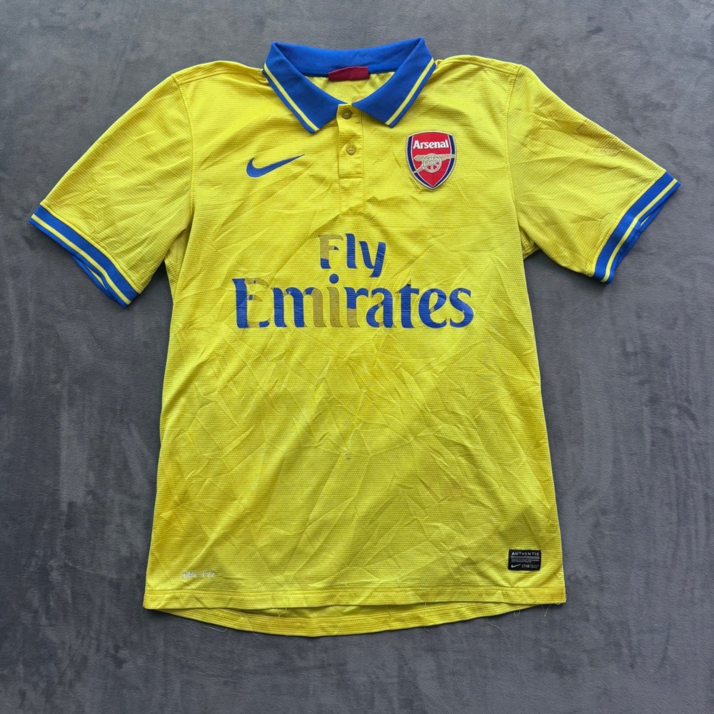 Nike Arsenal 2013-14 Away Jersey Yellow Blue Fly Emirates 532886-750 Mens M